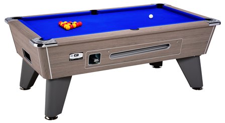 Omega Pro Mechanical Grey Oak Pool Table with Blue Cloth