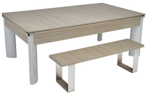 Fusion Pool Dining Table in a Grey Oak Cabinet Finish – Leg Profile