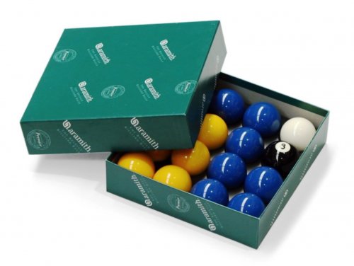 Aramith Pool Balls Blue and Yellow UK Set