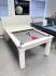 Traditional Pool Dining Table in White with Grey Cloth
