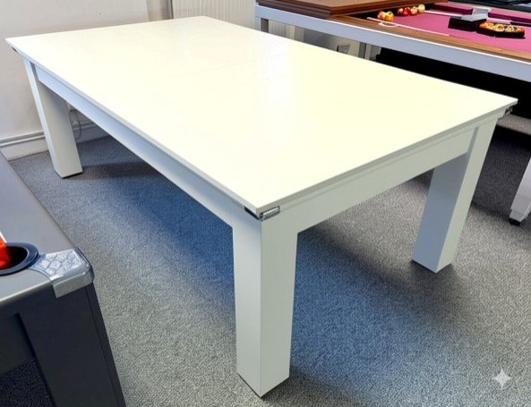 White Classic Square Leg Pool Dining Table