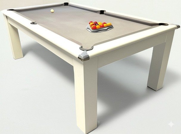 White Classic Square Leg Pool Dining Table