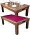 Optima Pool Dining Table in a Dark Walnut Finish with Burgundy Cloth