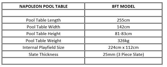 Buffalo Napoleon Oakwood Pool Table Dimensions