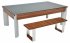 DPT Fusion Dark Walnut Pool Dining Table with Glass Tops & DPT Bench