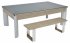 DPT Fusion Grey Oak Pool Dining Table with Glass Tops & DPT Bench