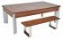 DPT Fusion Dark Walnut Pool Dining Table with Wooden Tops & DPT Bench