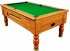 Optima Coin Operated Pool Table - Walnut Finish with Green Cloth