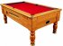 Optima Coin Operated Pool Table - Walnut Finish with Red Cloth