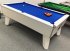 Optima Classic Slate Bed Pool Table - White Cabinet with Blue Wool Cloth