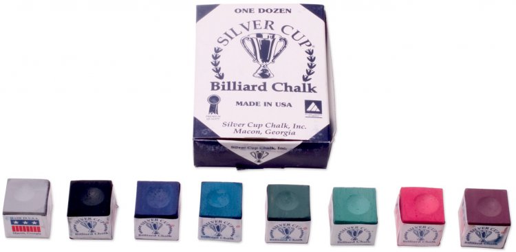 Pool Cue Chalk Silver Cup Chalk Box of 12