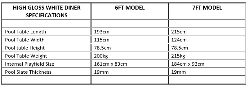 High Gloss Pool Dining Table Specifications